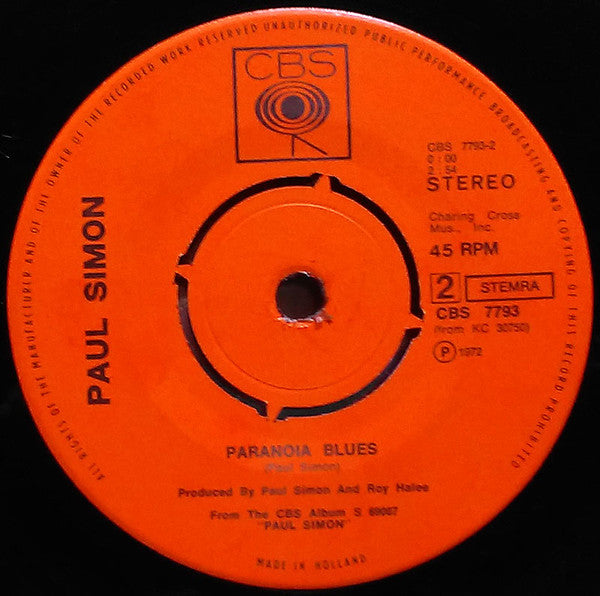 Paul Simon : Mother And Child Reunion / Paranoia Blues (7",45 RPM,Single,Stereo)
