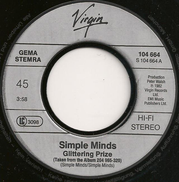 Simple Minds : Glittering Prize (7",Single,45 RPM)