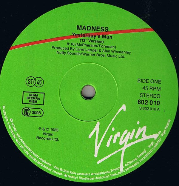 Madness : Yesterday's Men (12",45 RPM)