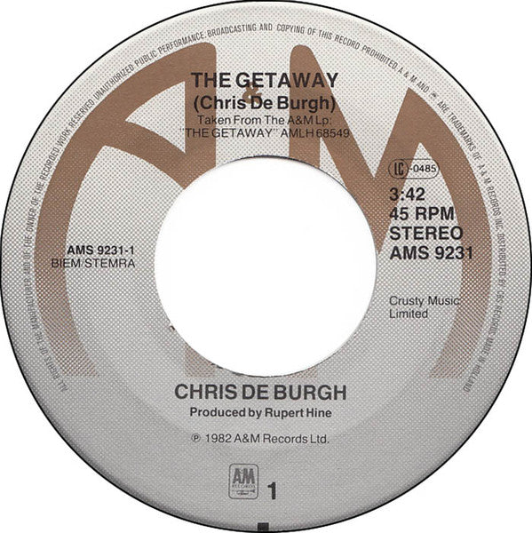 Chris De Burgh : The Getaway (7",45 RPM,Single,Stereo)
