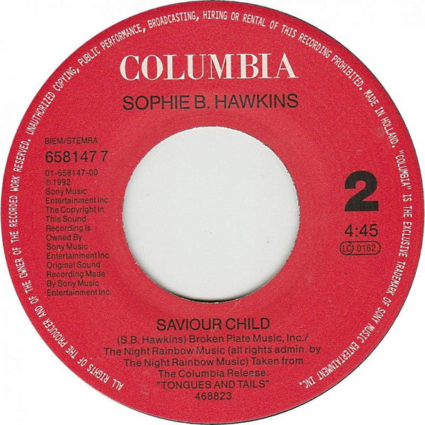 Sophie B. Hawkins : California Here I Come (7",Single)