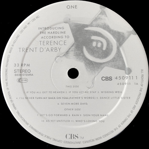 Terence Trent D'Arby : Introducing The Hardline According To Terence Trent D'Arby (LP,Album,Stereo)