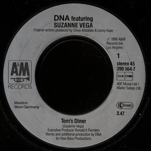 DNA Featuring Suzanne Vega : Tom's Diner (7",45 RPM,Single)