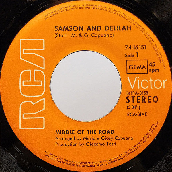 Middle Of The Road : Samson And Delilah / The Talk Of All The U.S.A. (7",45 RPM,Single,Stereo)