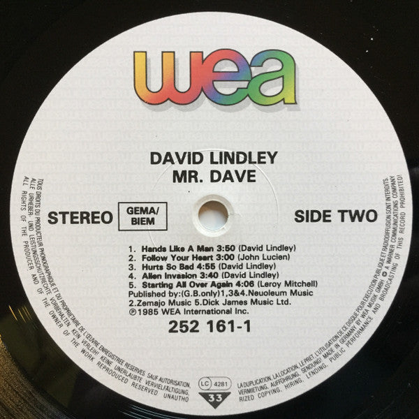 David Lindley : Mr. Dave (LP,Album)