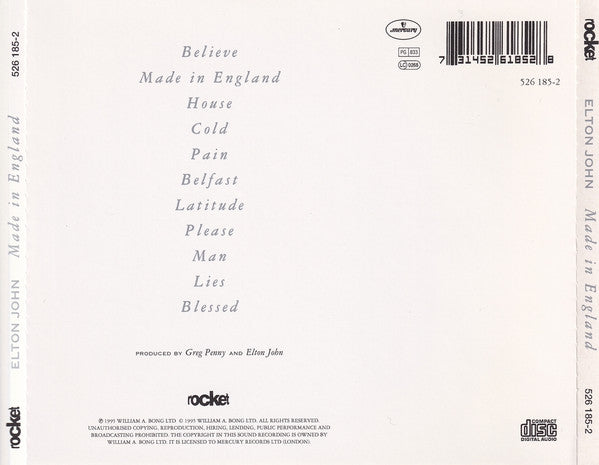 Elton John : Made In England (CD, Album)