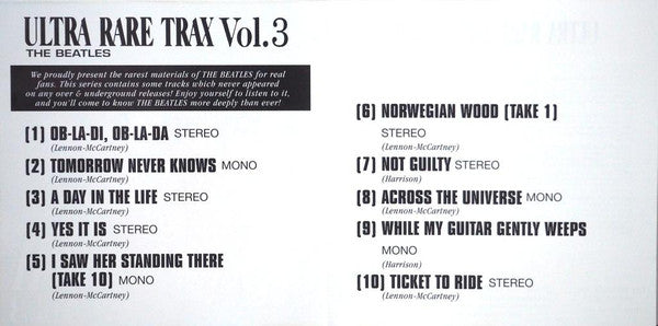 Beatles, The : Ultra Rare Trax Vol.3 (Compilation,Unofficial Release,Stereo,Mono)