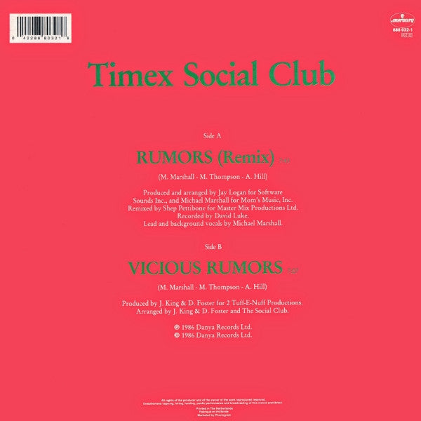 Timex Social Club : Rumors (Remix) (12",45 RPM,EP,Stereo)