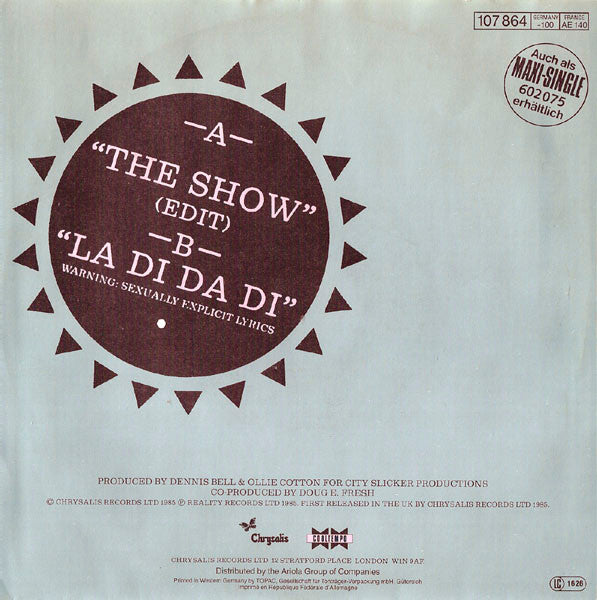 Doug E. Fresh And The Get Fresh Crew : The Show & La Di Da Di (7",45 RPM,Single,Stereo)