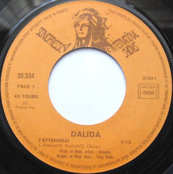 Dalida : J'Attendrai (7",45 RPM,Single,Stereo)