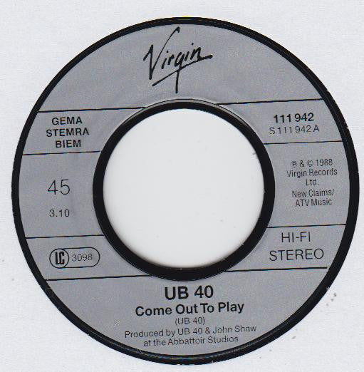 UB40 : Come Out To Play (7",Single,45 RPM)