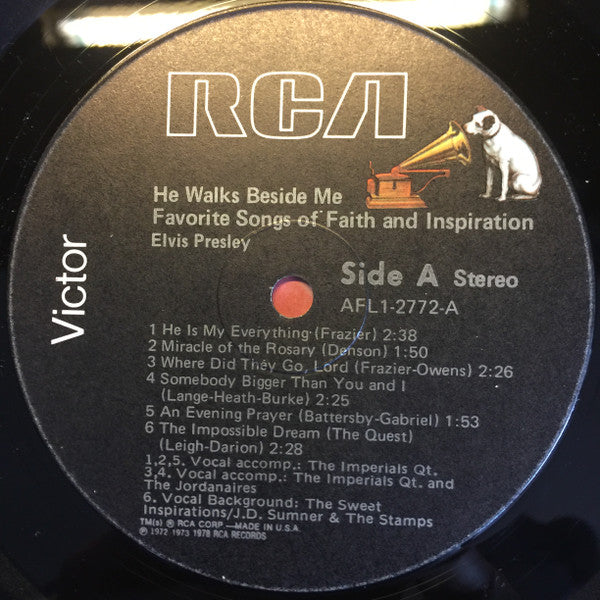 Elvis Presley : He Walks Beside Me, Favorite Songs Of Faith And Inspiration (LP,Compilation,Reissue,Stereo)