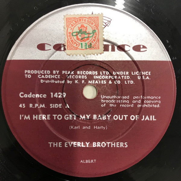 Everly Brothers : I'm Here To Get My Baby Out Of Jail / Lightning Express (45 RPM,7")
