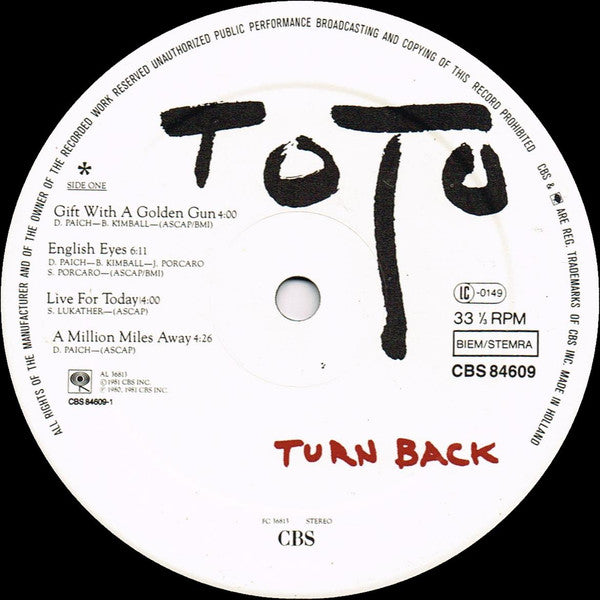 Toto : Turn Back (LP,Album)