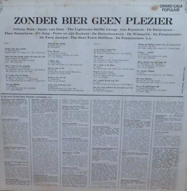 Various : Zonder Bier Geen Plezier (LP, Comp)