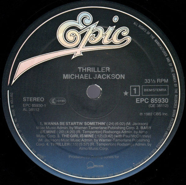 Michael Jackson : Thriller (LP,Album,Stereo)