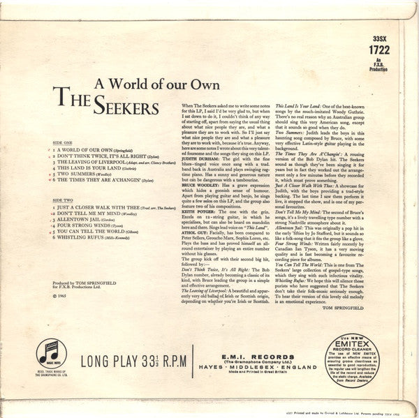 Seekers, The : A World Of Our Own (LP,Album,Mono)