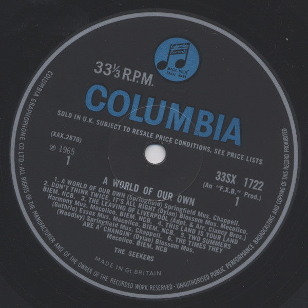Seekers, The : A World Of Our Own (LP,Album,Mono)
