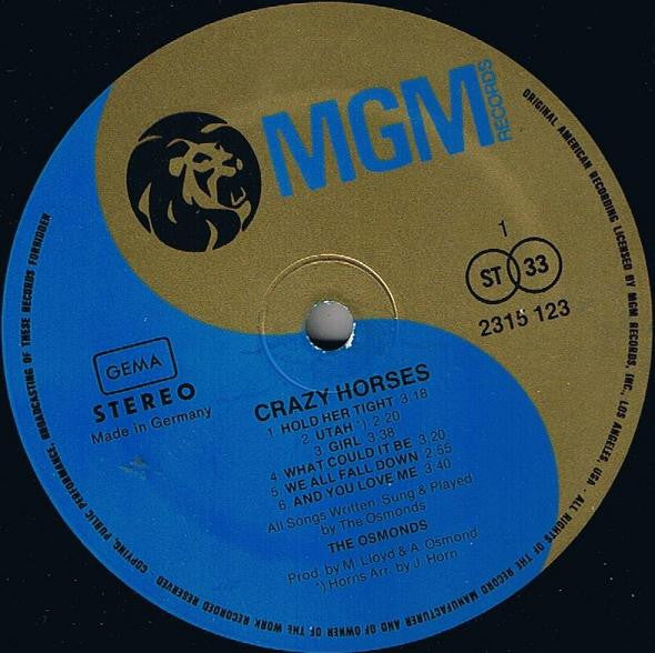 Osmonds, The : Crazy Horses (LP,Album,Stereo)