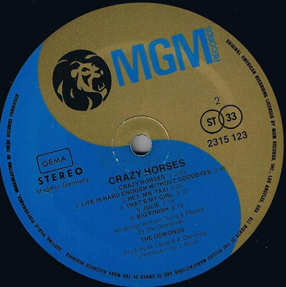 Osmonds, The : Crazy Horses (LP,Album,Stereo)