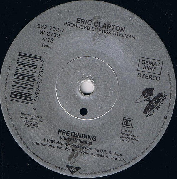 Eric Clapton : Pretending (7",45 RPM,Single,Stereo)