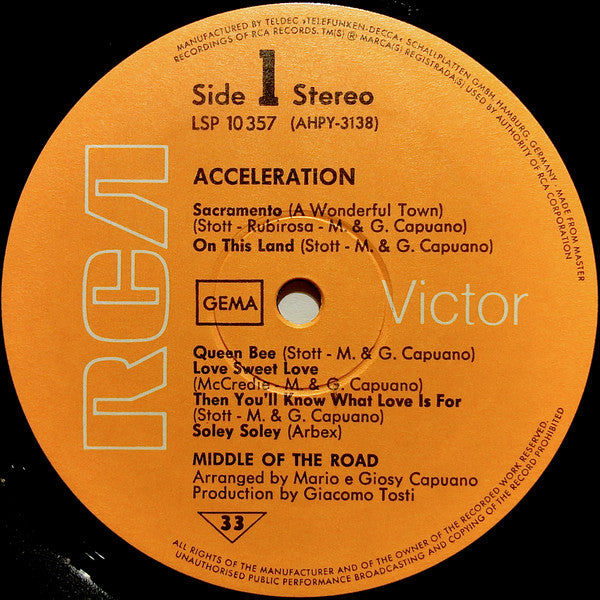 Middle Of The Road : Acceleration (LP,Album)