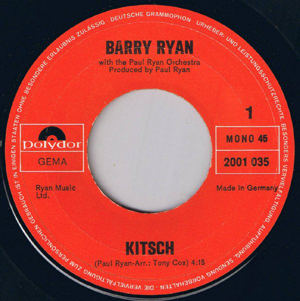 Barry Ryan : Kitsch (7",Single,Mono,45 RPM)