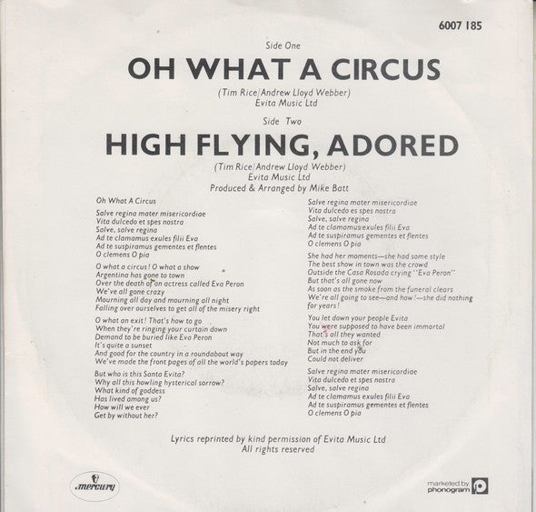 David Essex : Oh What A Circus (7",Single,45 RPM)
