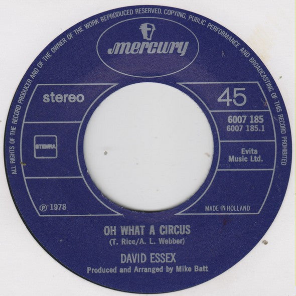 David Essex : Oh What A Circus (7",Single,45 RPM)