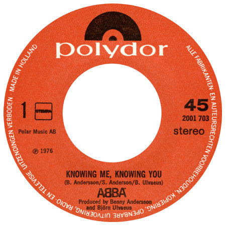 ABBA : Knowing Me, Knowing You (7",45 RPM,Single)