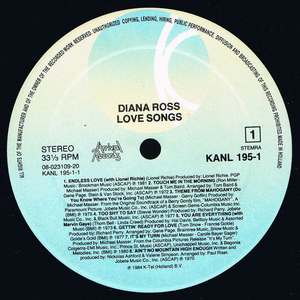Diana Ross : Love Songs (LP,Compilation)