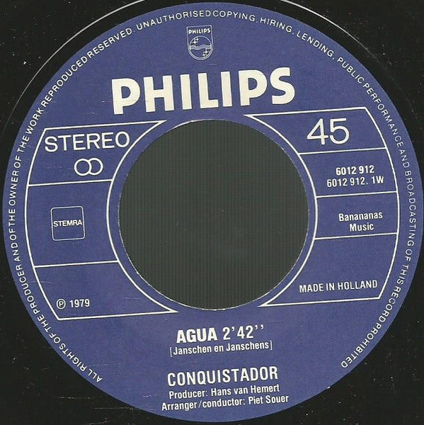 Conquistador : Agua (7",Single,45 RPM)