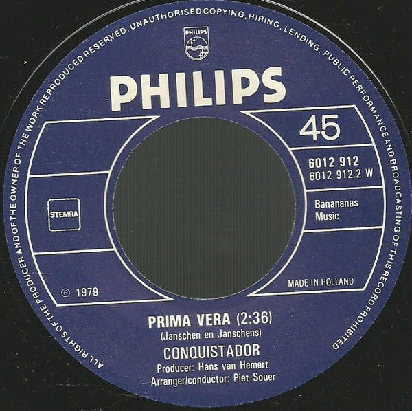 Conquistador : Agua (7",Single,45 RPM)