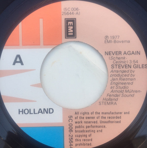 Steven Giles : Never Again (7",45 RPM,Single)