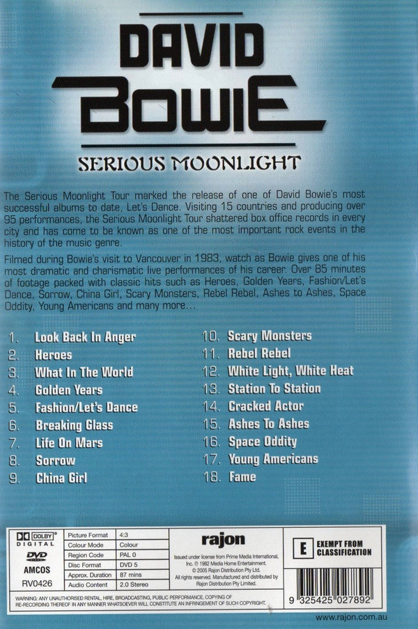 David Bowie : Serious Moonlight (DVD-Video,PAL,Stereo)