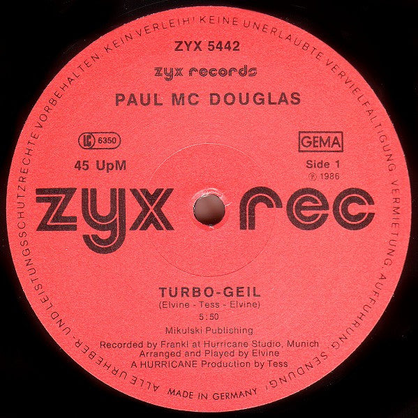 Paul Mc Douglas : Turbo-Geil (12",45 RPM)