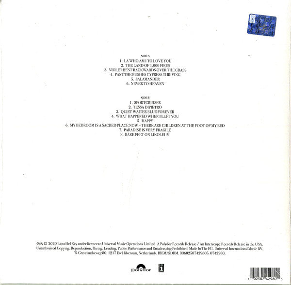 Lana Del Rey : Violet Bent Backwards Over The Grass (LP,Album)