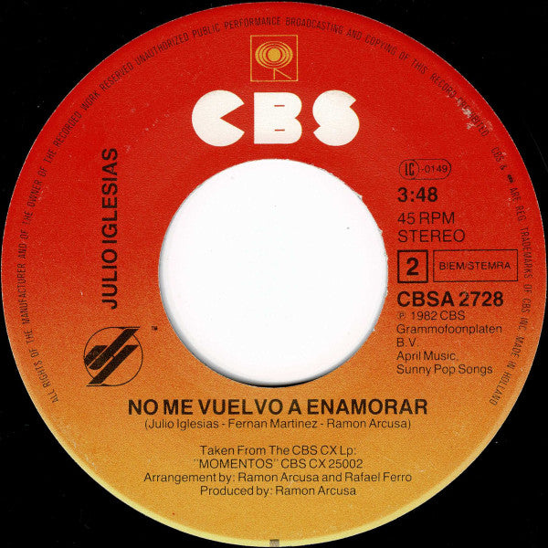 Julio Iglesias : Amor (7",45 RPM,Single,Stereo)