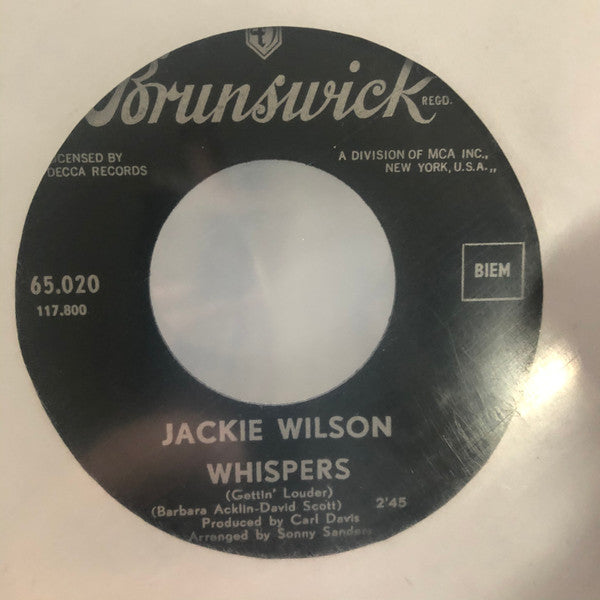 Jackie Wilson : Whispers (Gettin' Louder) (7",45 RPM,Single)