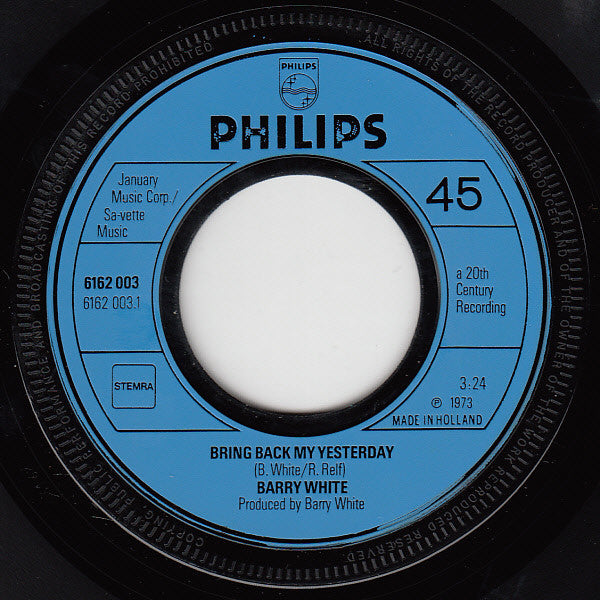 Barry White : Bring Back My Yesterday (7",45 RPM,Single)