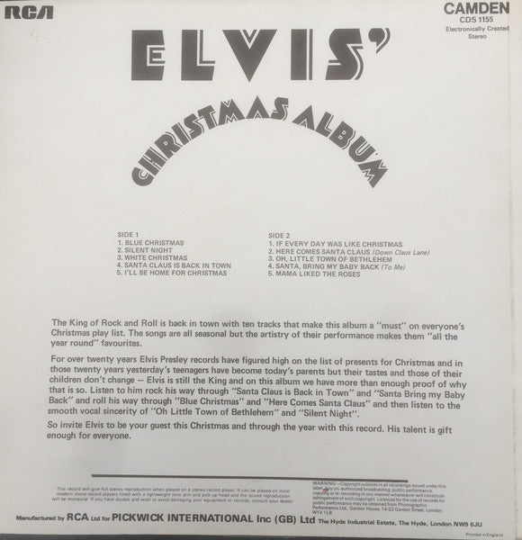 Elvis Presley : Elvis' Christmas Album (LP,Album,Stereo)