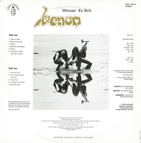 Venom (8) : Welcome To Hell (LP,Album)