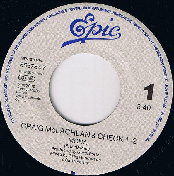 Craig McLachlan & Check 1-2 : Mona (7",45 RPM,Single)