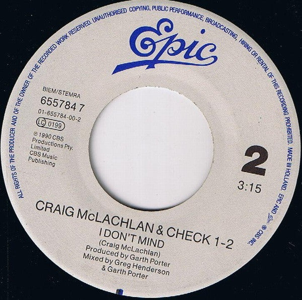 Craig McLachlan & Check 1-2 : Mona (7",45 RPM,Single)