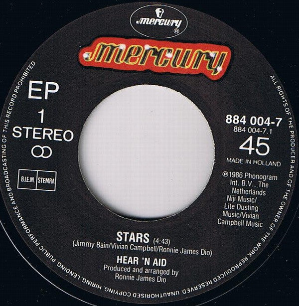 Hear'n Aid : Stars (7",45 RPM,EP)