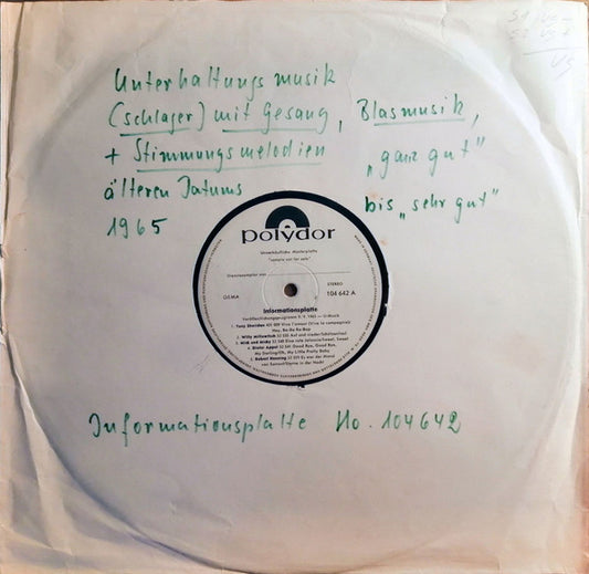 Various : Informationsplatte - Veröffentlichungsprogramm 9. 9. 1965 (LP,Compilation,Promo)