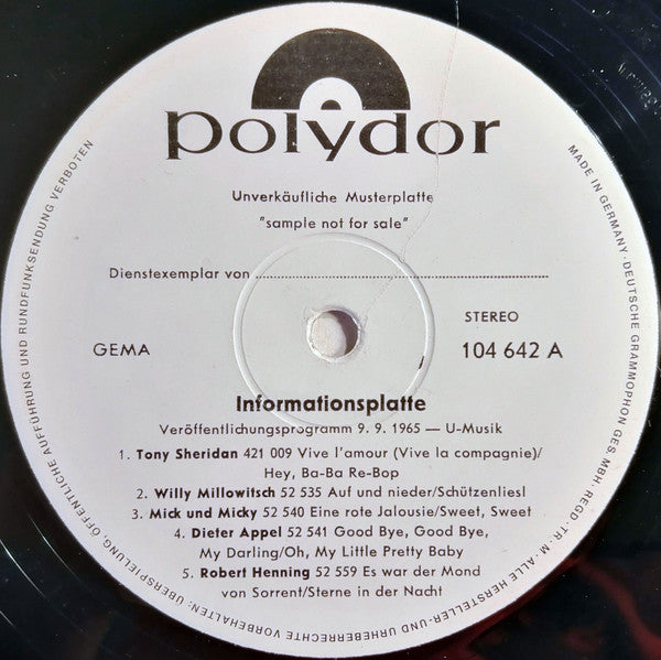 Various : Informationsplatte - Veröffentlichungsprogramm 9. 9. 1965 (LP,Compilation,Promo)