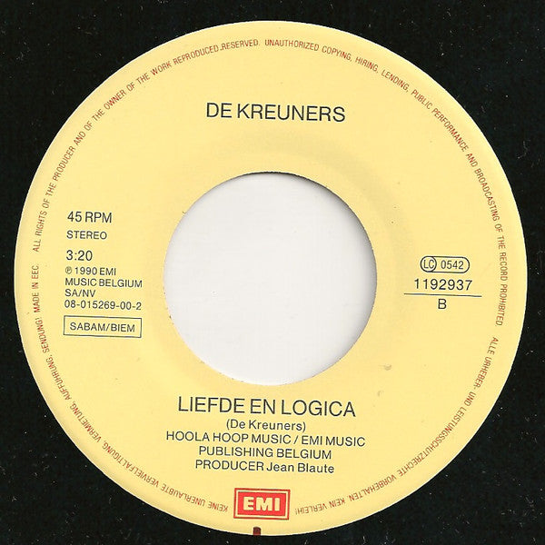 De Kreuners : Nu Of Nooit (7",45 RPM,Single,Stereo)