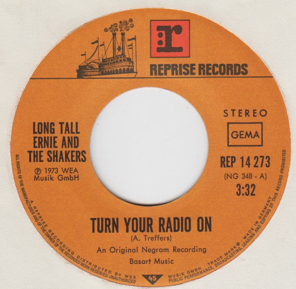 Long Tall Ernie And The Shakers : Turn The Radio On (7",45 RPM,Single,Stereo)