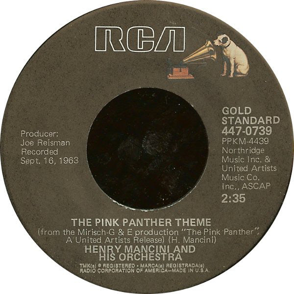 Henry Mancini And His Orchestra / Henry Mancini And His Orchestra And Henry Mancini Chorus, The : The Pink Panther Theme / Dear Heart (7",45 RPM,Single,Reissue)